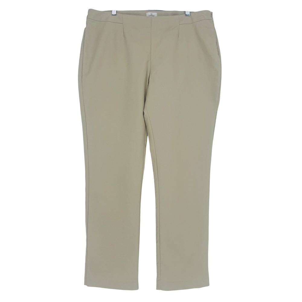 Chico's So Slimming Pants Women 3 Regular Tan Side Zip Straight Leg Professional